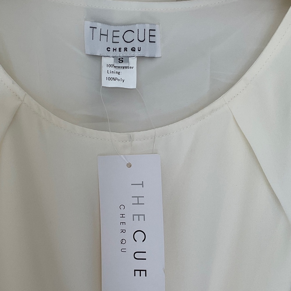 The Cue for Anthropologie Cream Tie-Waist High-Low Dress with Floral Skirt - Picture 2 of 5